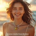 thumbnail image 4 of Starfish Necklace Gold Shell Necklace Seashell Necklaces for Women Ocean Necklaces Beach Vacation Essentials Summer Outfits Holiday Jewelry Trendy Bea, 4 of 5