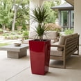 thumbnail image 2 of Algreen Modena 30" Self-Watering Planter, Square Taper, Gloss Red, 2 of 7