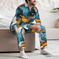 thumbnail image 7 of Salouo Cute Sunflower Blue Duck Print Button-Front Long Sleeve Pajama Set for Men, Soft 2Pjs Men's Long Sleeve Sleepwear-Large, 7 of 7
