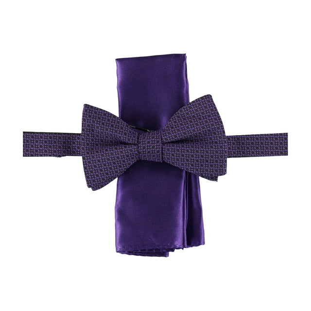 Alfani Mens Pocket Square Set Self-tied Bow Tie, darkpurple, One Size