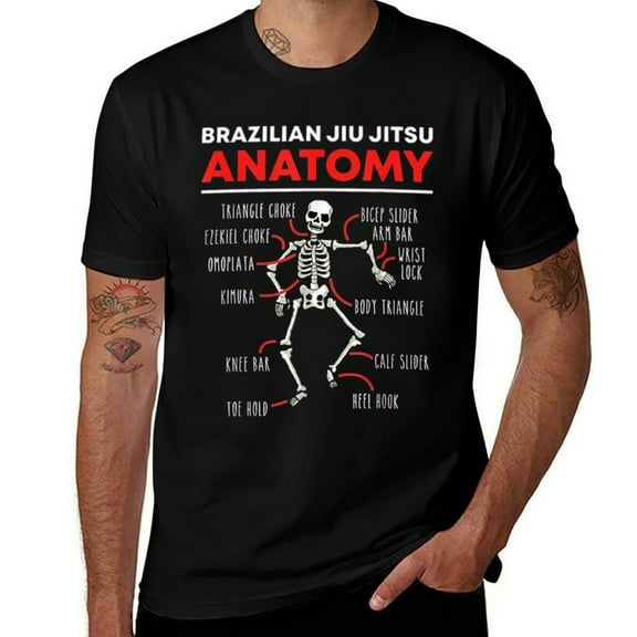 Brazilian Jiu-Jitsu Anatomy Graphic Mens T Shirts Cotton Short Sleeve T-Shirt Crew Neck Tees Casual Shirt