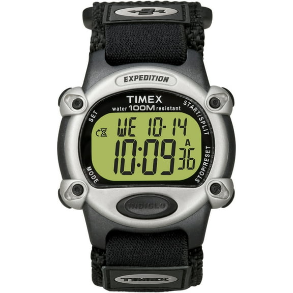 Timex Men's Expedition Digital CAT 39mm Watch – Silver-Tone Case with Black FastWrap Strap