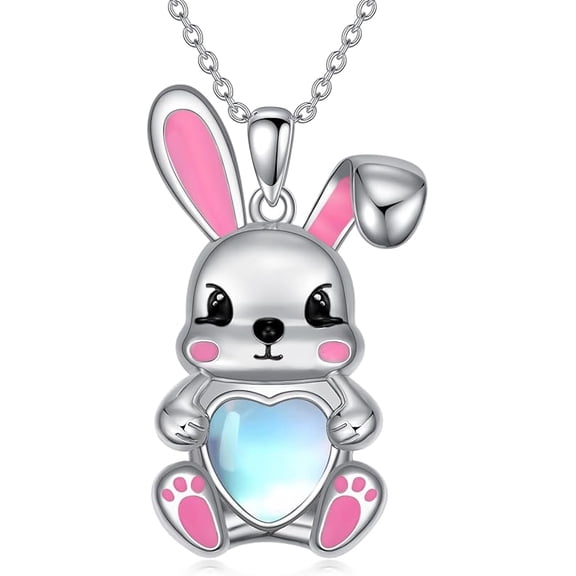 SOULMEET Panda/Fox/Koala/Bunny Necklace for Women 925 Sterling Silver Moonstone Pendant Necklace Cute Animal Jewelry Gift for Mother