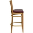 thumbnail image 6 of Flash Furniture 2 Pk. HERCULES Series Vertical Slat Back Natural Wood Restaurant Barstool - Burgundy Vinyl Seat, 6 of 8