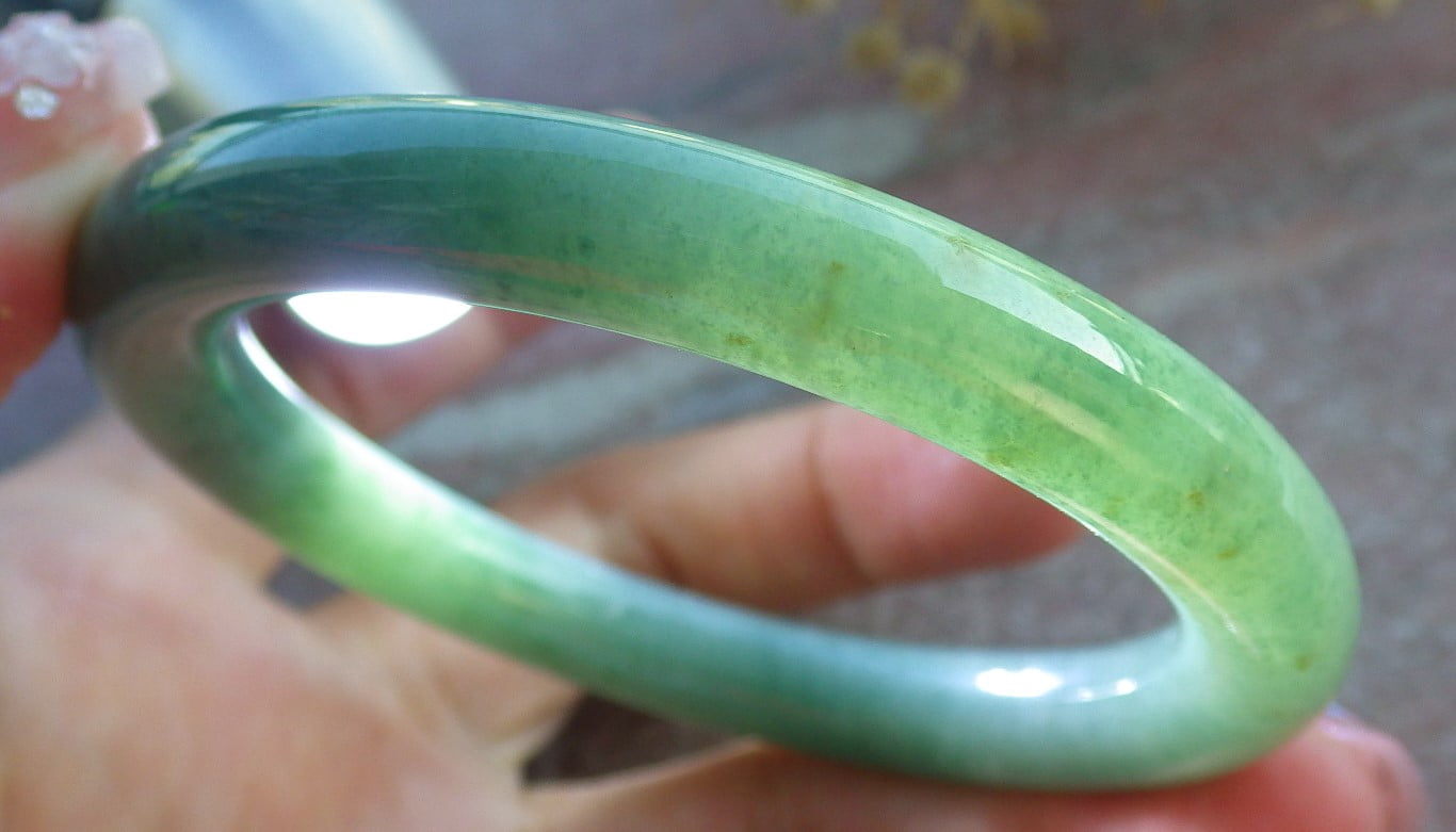 Green Natural A JADE Jadeite Circle Bangle Bracelet 55 mm 681430 TN