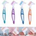 thumbnail image 1 of Juego de 4 cepillos de limpieza para dentaduras postizas con cerdas multicapa y mango de goma ergonómico, cepillo portátil de doble cara para limpiar dientes postizos JM, 1 of 4