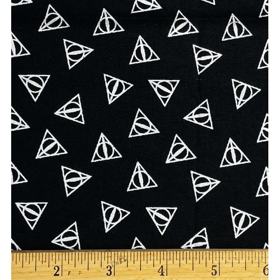 1 Yard - Harry Potter Deathly Hallows Silver on Black Cotton Fabric (Great for Quilting, Sewing, Craft Projects, Throw Pillows & More) 1 Yard X 44" Wide