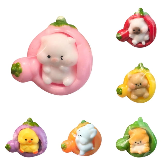 CY5O5ee 6PCS Cute Sleeping Animal Statues SqueezeToys Carrot Rabbit Slow Rising Soft Toy Stress Relieving FidgetToys for Adults PartyFavors Decompression Toy