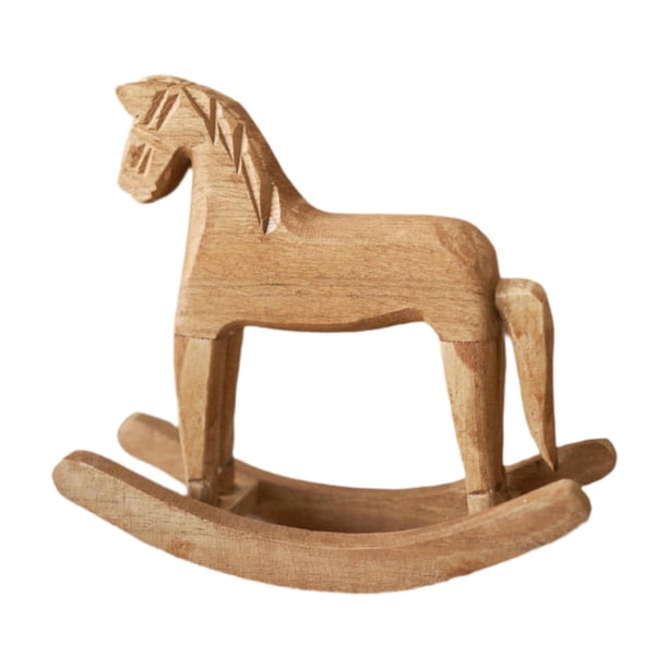 Rocking Horse Statue de madera Figura, decoración de escritorio coleccionable Figura de recolección de animales, para sala de estar en casa