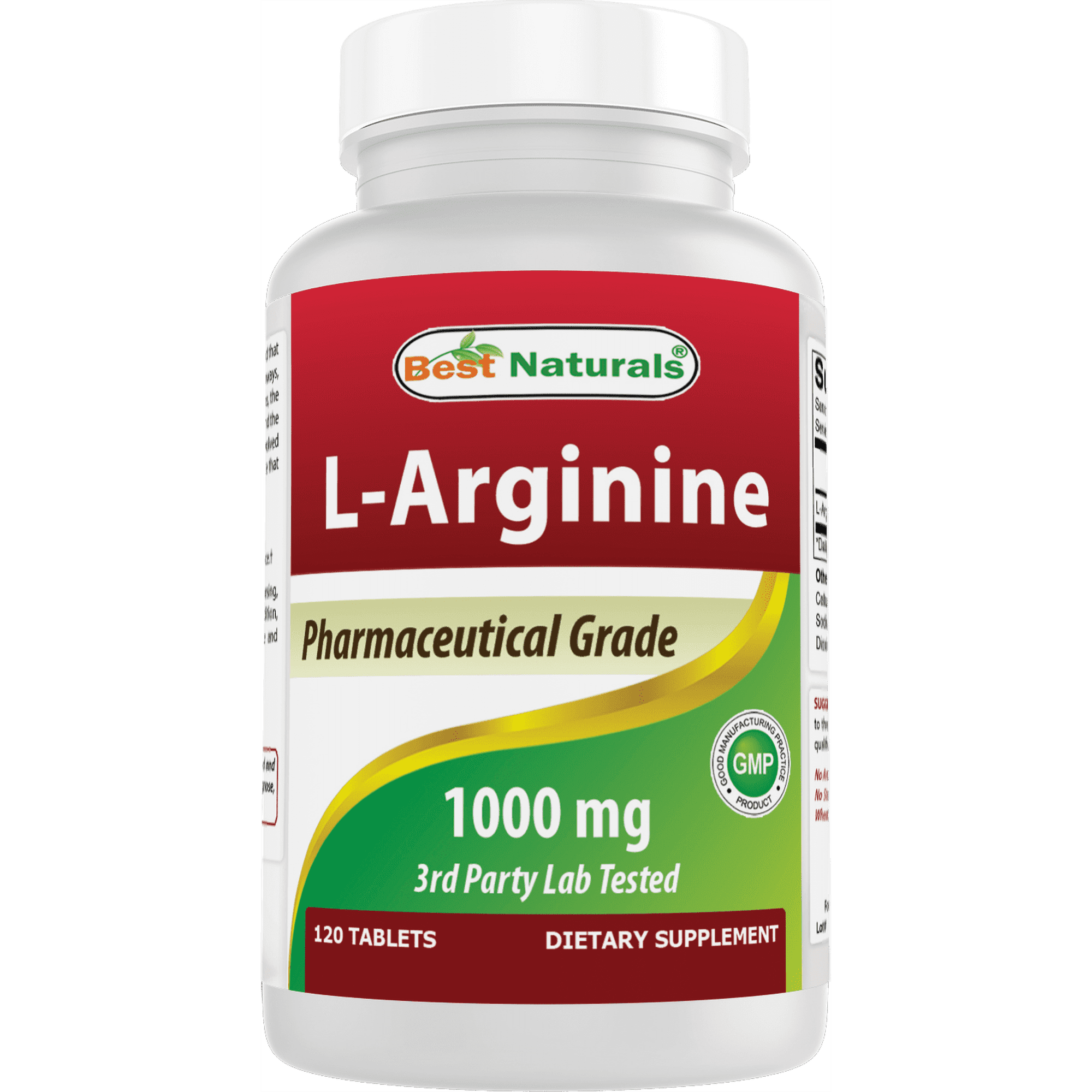 Best Naturals L-Arginine Tablets, 1000mg, No Artificial Colors, 120 Count