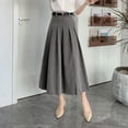 thumbnail image 2 of Ydojg Women Skirts Casual Dress Mid Length Suit Skirt A Line High Waisted Pleated Skirt Daily Half Suit Skirts Grey M, 2 of 9