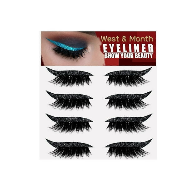 4 Pairs Self-Adhesive Eyelash Eyeliner Stickers - Glue-Free, Easy Application, Curling False Lashes