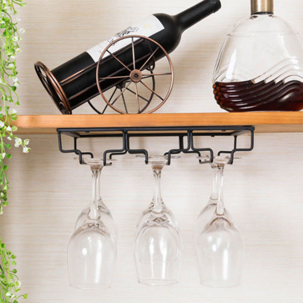Iron Wall Mount Wine Glass Hanging Holder Goblet Stemware Storage Organizer Rack Three Row Walmart Canada