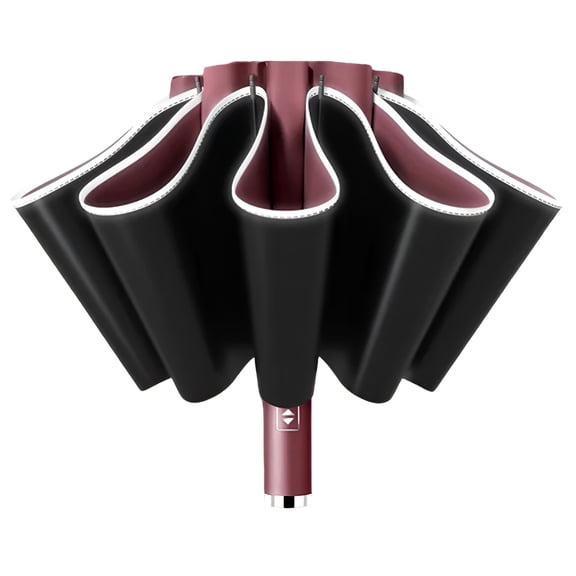 GASTROPOD 10 Ribs Fully Automatic UV Umbrella Reflective Stripe Large Reverse Umbrellas for Rain Sun Heat Insulation Parasol Big Umbrellas for Rain Wine Red