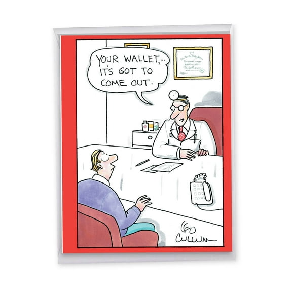 1 Jumbo Funny Get Well Card with Envelope (8.5 x 11 Inch) - Your Wallet Feel Better J4502