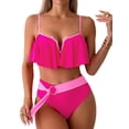 thumbnail image 1 of SUNSIOM Mommy and Me Swimsuit, Contrast Color Leaves Print Ruffled Bra with Briefs Family Matching Swimsuit 2-piece Summer Bikini Set, 1 of 6