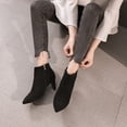 thumbnail image 5 of Tdoqot Womens Faux Fur Boots- High-Heels Christmas Gifts Thin heel Warm Women's Ankle Boots Black 35, 5 of 5