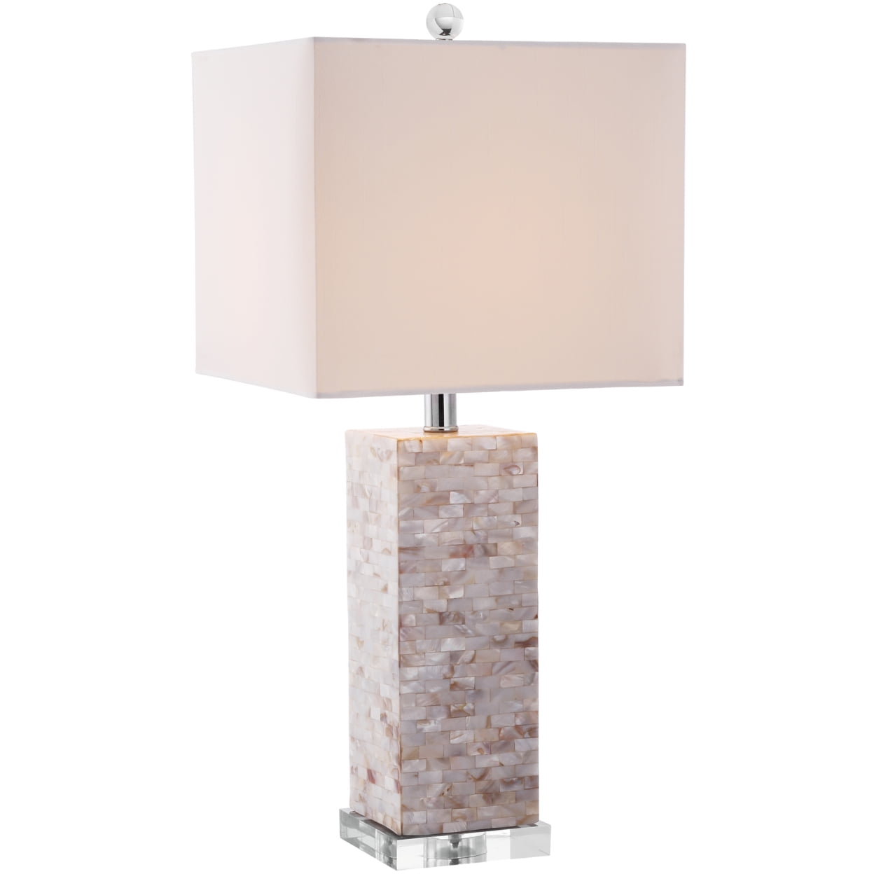Safavieh Homer 14" 1-Light Coastal Scandinavian Silver Table Lamps with White Shades