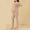 thumbnail image 4 of ZACPNCV Women Maternity Pajama Set Nursing Pjs Double Layer Long Sleeve Top & Pants Breastfeeding Pregnancy Set with Pockets Beige 3XL, 4 of 8