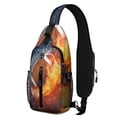 thumbnail image 1 of Football Baseball Basketball Sling Backpack, Sports Ball Pattern Daypack for Women Men Training and Play, 1 of 6