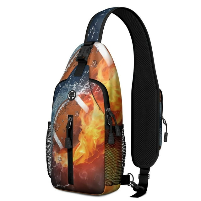 Football Baseball Basketball Sling Backpack, Sports Ball Pattern Daypack for Women Men Training and Play