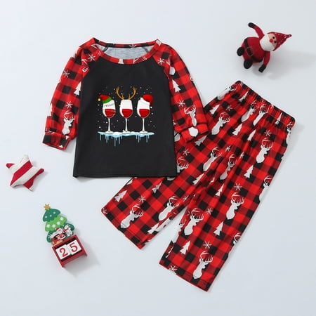 

Christmas Kids Print Blouse Tops And Pants Family Clothes Pajamas