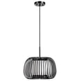 thumbnail image 5 of Black Hollow Cage Pendant Lamp Modern Minimalist Design with White Shade  Warm Incandescent Lighting for Dining Room, 5 of 9