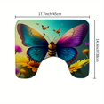 thumbnail image 1 of 1pc Sunflower Butterfly Shower Curtain with 12 Hooks and Non-Slip Absorbent Rug - Complete Bathroom Decor Set with Toilet Lid Cover Pad and U-Shape Mat, 1 of 5