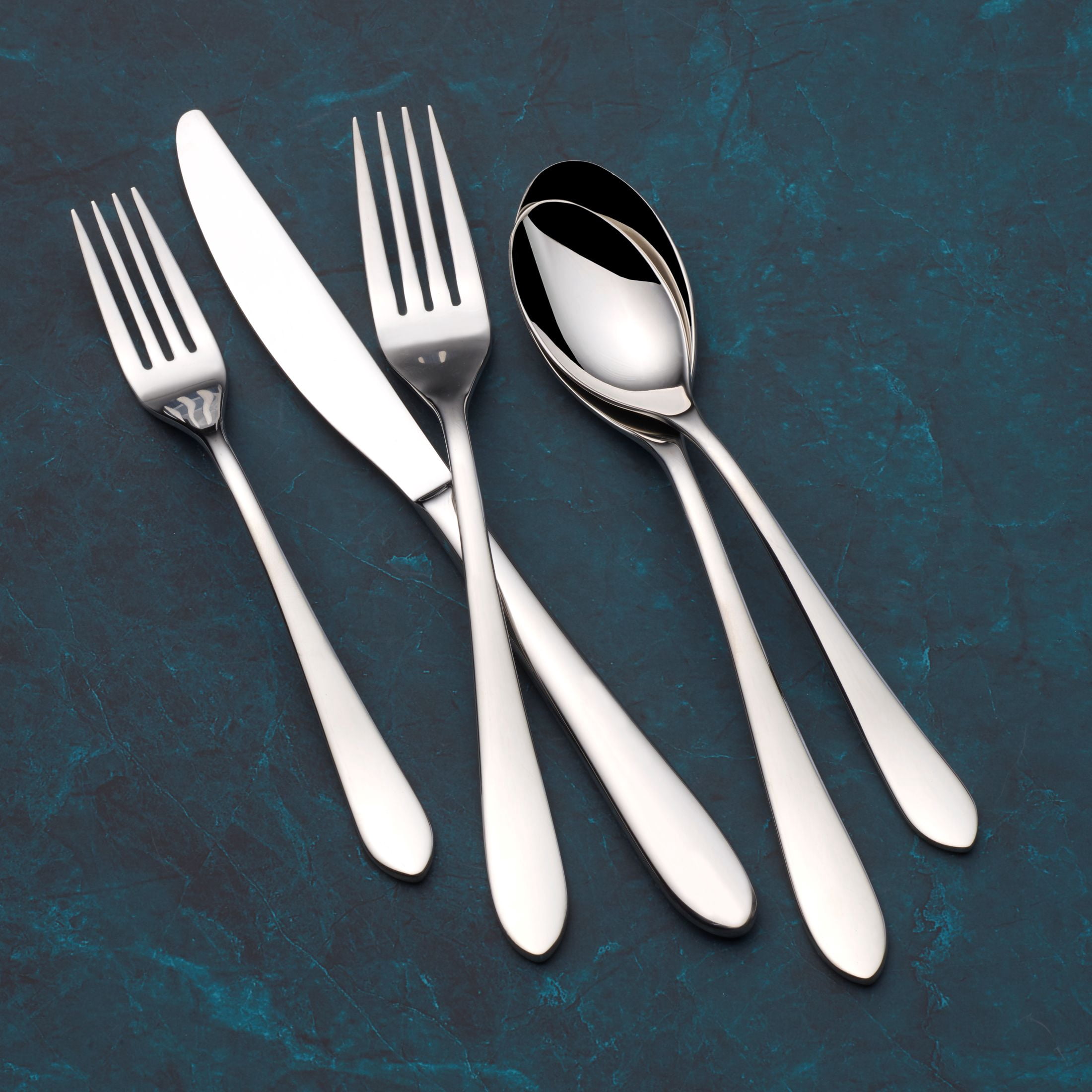 Fitz and Floyd Nevaeh Coupe 18.10 Stainless Steel Forged 45-Pc Flatware Set, Service for 8