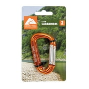 Ozark Trail 6 cm Orange D-Shaped Aluminum Carabiners, 2-Pack, Spring-Loaded Gate