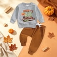 thumbnail image 2 of Regarm Baby Boy Halloween Outfit Toddler Long Sleeve Cartoon Sweatshirt Tops Elastic Pants 2PCS Fall Winter Halloween Clothes(Grey,12-18 Months), 2 of 6