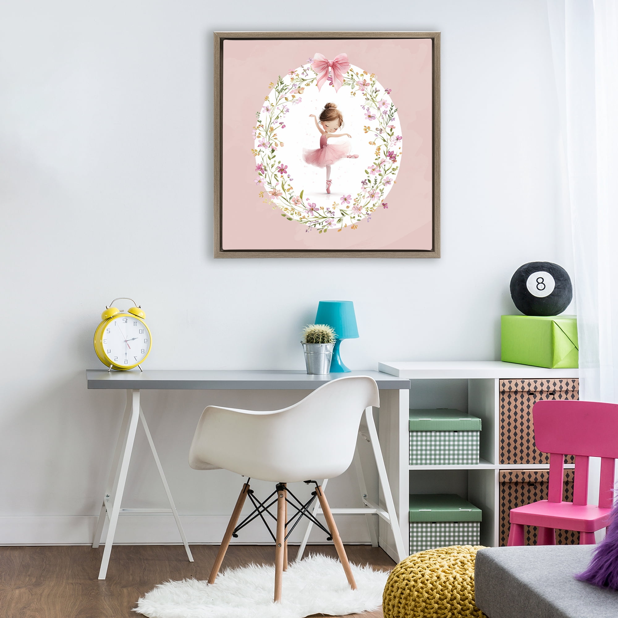 Stupell Industries Ballet Dancing Princess Brown Framed Floater Canvas Wall Art, design by Christine Simpson Art