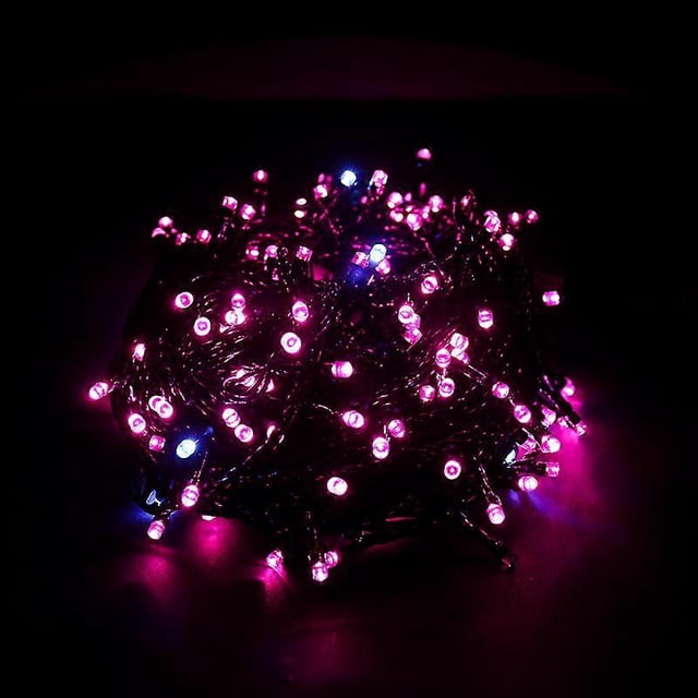(Pink)20M 200 LED Two Color String Lights on Green Cable with 8 Function Modes, Ideal Indoor and Outdoor for Christmas, Tree, Bedroom, Garden, Parties