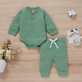 thumbnail image 4 of Kmbangi 2Pcs Tenues de Bambin, Col de Poule Manches Longues Romper + Pantalons Décontractés, 4 of 9