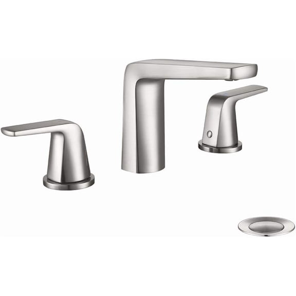 8 inch 2 Handles Widespread Bathroom Faucet 3 Holes with Pop up Drain Assembly and Water Supply Lines, Brushed Nickel