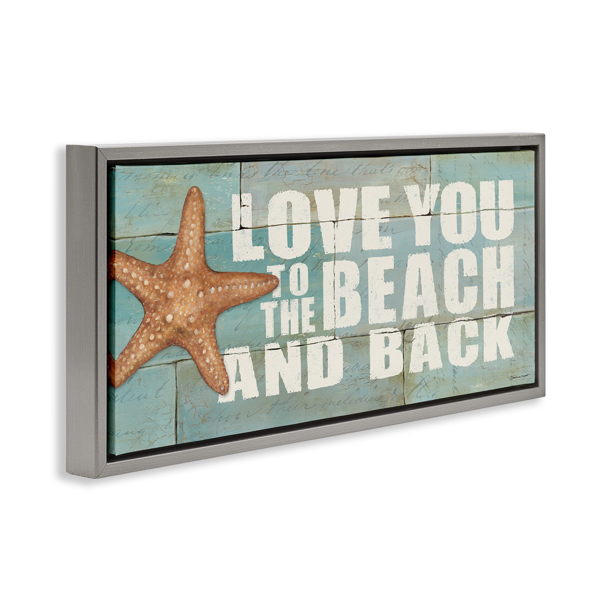 Stupell Industries Beach & Back on Bricks Animals & Insects Painting Gray Floater Framed Canvas Art Print Wall Art, 31 x 14