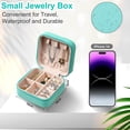 thumbnail image 2 of Joyero azul, joyero para mujer, organizador de joyas de viaje de cuero sintético pequeño, organizador de joyas portátil, joyero para guardar anillos/cuello, 2 of 5