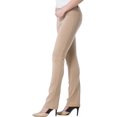thumbnail image 3 of Fishers Finery Women's Ponte Stretch Knit Skinny Straight Leg Work Slacks Pull On Mid Rise, Yoga Legging Comfort (Khaki, XS Tall), 3 of 5