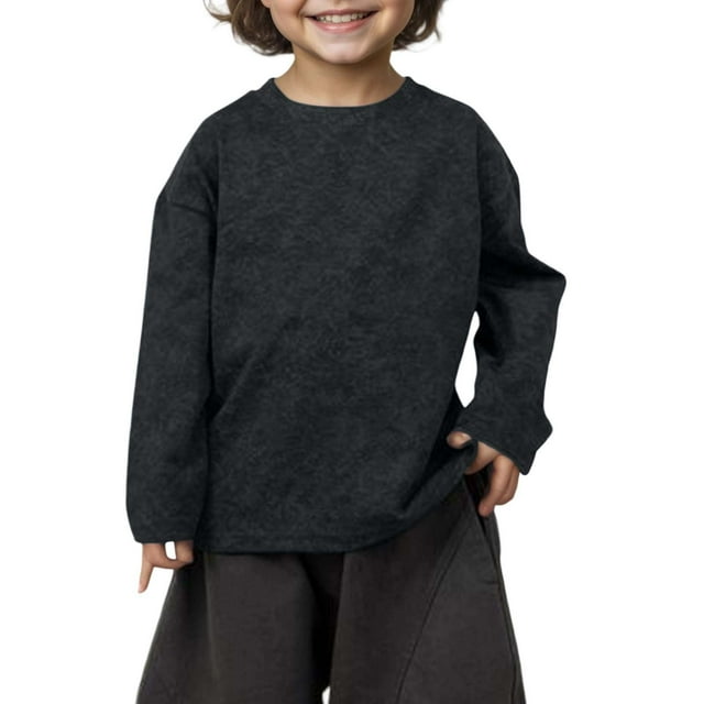 AWZXDE T-Shirt Unisexe Polyvalent à Col Rond Manches Longues pour Enfants 3-8 Ans