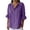 Purple, variant on Naotn Ruffle 3/4 Sleeve Linen Shirts for Women Summer Casual Solid Color Button V Neck Tunic Tops