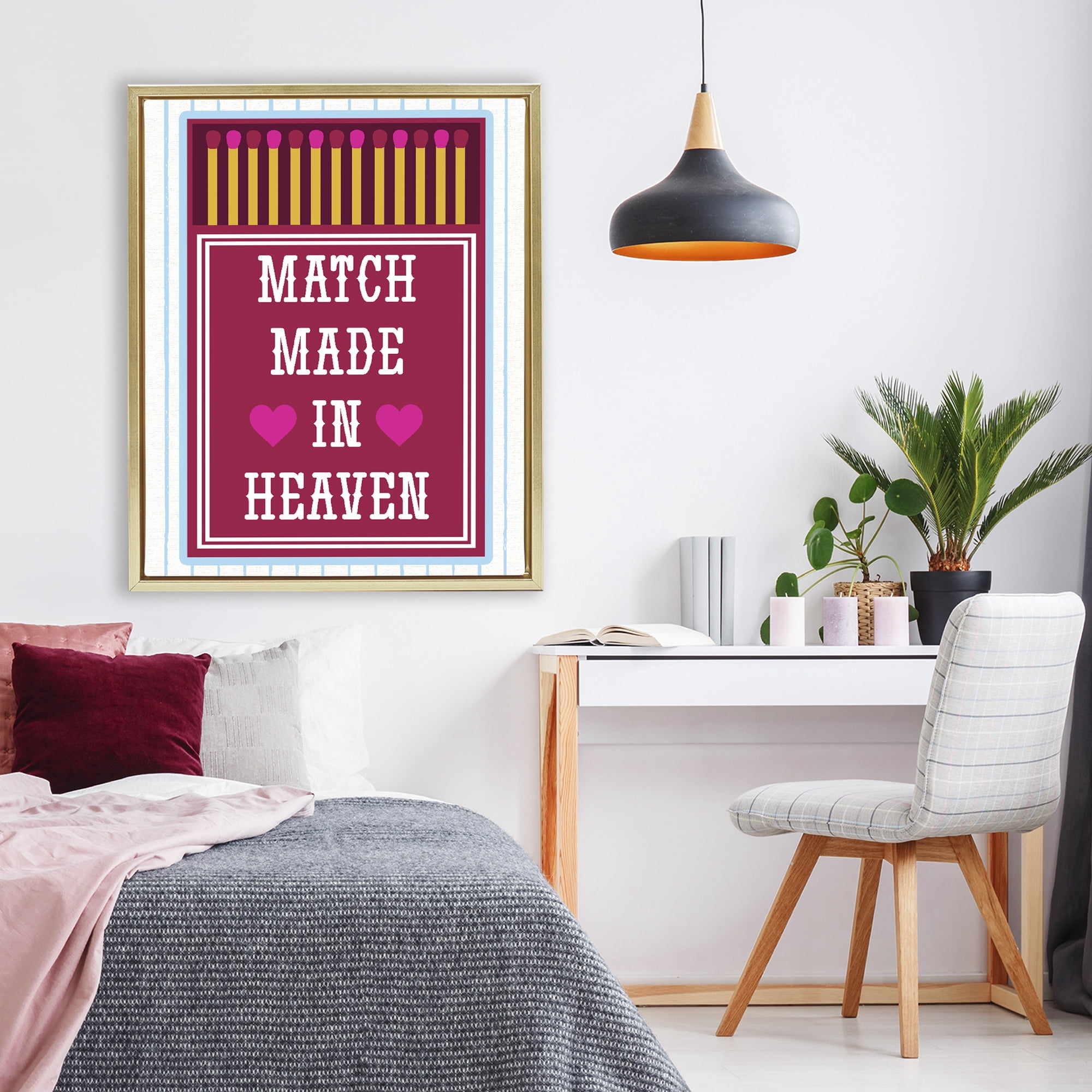 Stupell Industries Vintage Match Made In Heaven Gold Framed Floater Canvas Wall Art, design by Lil' Rue