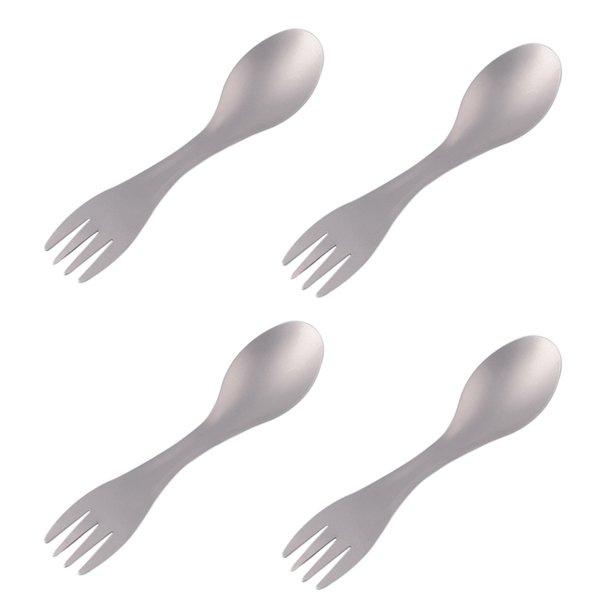 4X Utensilios de Cocina Senderismo Picnic Camping Al Aire Libre Titanio Puro Tenedor-Cuchara Mochila Cuchara Tenedor