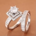 thumbnail image 3 of 2 Pcs/Set Women Jewelry 925 Silver Ring Cubic Zirconia Charm Party Gifts Sz 6-10, 3 of 8