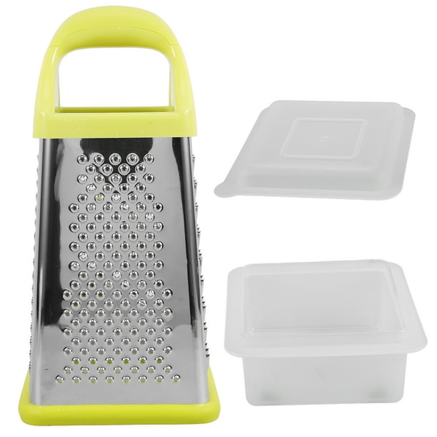 Rallador de caja de acero inoxidable para cocina, de 4 lados, cortador de zanahorias con caja de almacenamiento