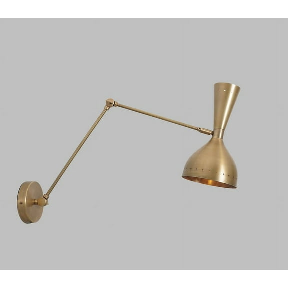 Stilnovo Style Diabolo Articulated Brass Wall Lamp Sconce Mid-Century Modern Brass Wall Lamp
