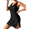 thumbnail image 2 of Womens Swimwear Cover Ups 2025 Summer Crochet Hollow Out Knit Bathing Suit Beach Dresses Black S, 2 of 7