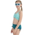 thumbnail image 6 of Girls Two Piece Criss Cross Bikini Bathing Suit Ribbed Crop Top Print High Cut Swim Bottoms for Teens 7-16, 6 of 8
