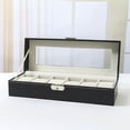 thumbnail image 1 of Caja para Relojes con 6 Ranuras, Caja para Relojes, Vitrina, Tapa de Vidrio, Almohadillas de Terciopelo, Cerradura, 11 x 30 x 8 cm, Revestimiento Negro y Forro Gris Sincero Electrónica, 1 of 5