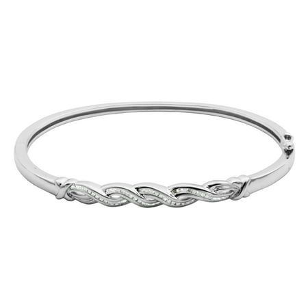 Sterling Silver Diamond Bangle Bracelet, 7.25