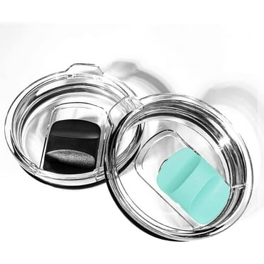 Magnetic Tumbler Lid, 2-Pack, Fits Yeti, Ozark Trail, Rtic Coffee Tumbler, Magnetic Slider Switch Spill Proof Tumbler Cover (Black & Seafoam)